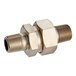 A brass threaded Chicago adapter with a male end.