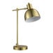 A Globe 18" Vintage Matte Brass desk lamp with a white shade.