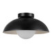 A black Globe Lofty flush mount light fixture on a white ceiling.