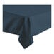 A close-up of a navy blue Oxford cloth table cover with a folded edge.