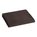 A folded chocolate brown Oxford cloth table cover with a hemmed edge.