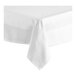 A white square tablecloth with a satin band.