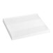 A folded white Oxford cloth table cover on a white surface.