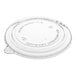 A clear, round, vented flat take-out lid designed for 24-48 oz containers.