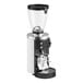 A black and white Mahlkonig E65W espresso grinder.