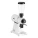 A white Mahlkonig EK43 S Allround coffee grinder with a black lid.