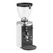 A Mahlkonig white espresso grinder with a black and white top.