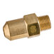 A brass threaded male fitting with a brass screw.