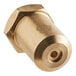 A gold brass orifice with a hole.