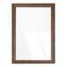 A brown rectangular mirror with a wooden frame on a white background.