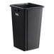 A black Lavex plastic square trash can with a lid.