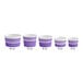 A row of purple and white Choice paper cups.