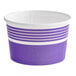 A purple and white paper cup with the words "Frozen Yogurt" on it.