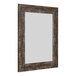 A rectangular mirror with a wooden frame.