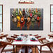 A 48" x 32" canvas wall art of spices on a wall.