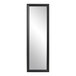 A long rectangular mirror with a black frame.