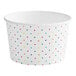 A white paper Choice bowl with colorful polka dots.