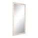 A white rectangular mirror with a wooden frame.