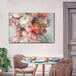 A 48" x 32" canvas wall art of a blush bouquet of flowers on a white wall.