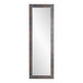 A long rectangular BrandtWorks mirror with a wooden frame in a brown and gray finish.