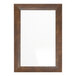 A brown rectangular mirror with a wood panel frame.