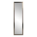 A long rectangular mirror with a silver frame.
