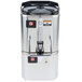 A stainless steel Grindmaster coffee shuttle and warmer with a black handle.