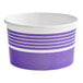 A purple and white paper frozen yogurt container.