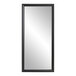 A rectangular black mirror with a black frame.