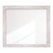 A cream square frame with a grain finish surrounding a mirror.