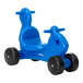 A blue plastic CarePlay squirrel ride-on toy with black wheels.