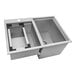 A Ruvati stainless steel drop-in sink with two compartments and a drain.