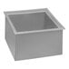 A stainless steel square box with a square top.