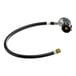 A black hose with a round cap and a hose connector.