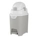 A white and grey Foundations hands-free diaper pail.