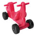 A red plastic CarePlay puppy ride-on toy with black wheels.