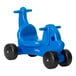 A blue plastic CarePlay puppy ride-on toy with black wheels.