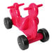 A red CarePlay squirrel ride-on toy with black wheels.