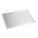 A white rectangular metal panel with two corners.