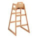 A Lancaster Table & Seating wooden high chair with a natural finish.