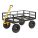 A black and yellow Gorilla heavy-duty steel utility cart with wheels.