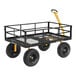 A black and yellow Gorilla steel utility cart with wheels.