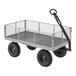 A gray metal Gorilla utility cart with black wheels and mesh.