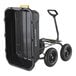 A black Gorilla heavy-duty poly yard dump cart with wheels.