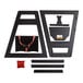 A Lancaster Table & Seating black wooden high chair with red straps.