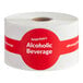 A roll of TamperSafe red paper alcoholic beverage labels with bands.