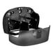 A black Morcon Morsoft double roll toilet paper dispenser with a small core and two screws.