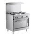 A large stainless steel Cooking Performance Group 36" electric range on a counter.