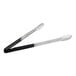 Fourt&#233; stainless steel tongs with black coated handles.