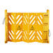 An Alpine yellow mobile barricade fence with black and white signs on a white background.